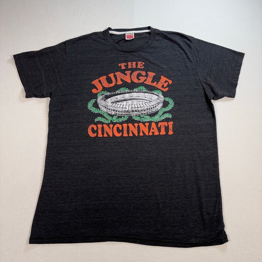 Homage Cincinnati Bengals Single Stitch T-Shirt Mens XL Gray‎ The Jungle Graphic